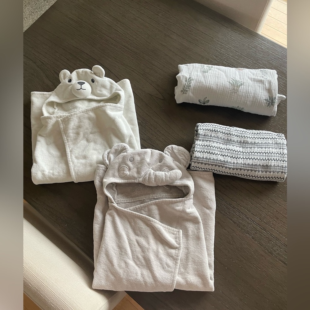 Pottery barn Hooded Baby Towels and Swaddle Set